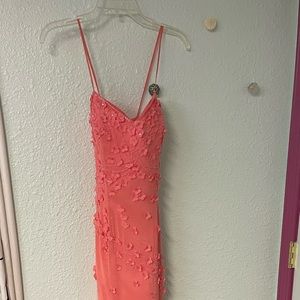 Peach beaded prom dress/bridesmaids dress with scarf. Pre owned, size 10